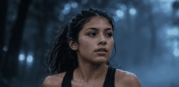 Cross-country runner on a forest trail
