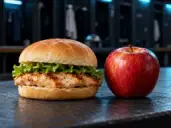 4 HRS OUT: Chicken sandwich and an apple